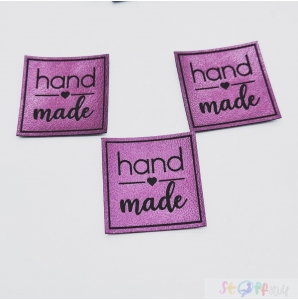 Kustleder Label " hand made" purple